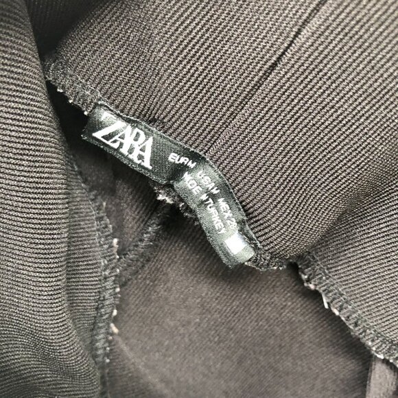 Zara High Waisted Legging Pants Womens M Black Ribbed Stretch - Picture 8 of 8